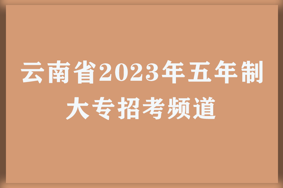 云南省2023年五年制大专招考频道